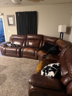 Ashley brown leather couch