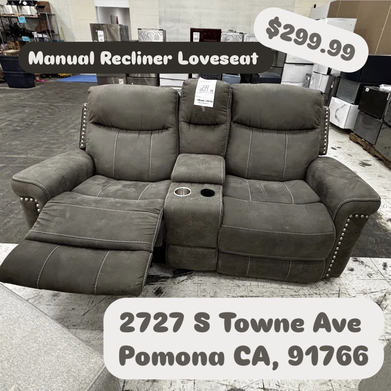 Gray Manual Loveseat Recliner