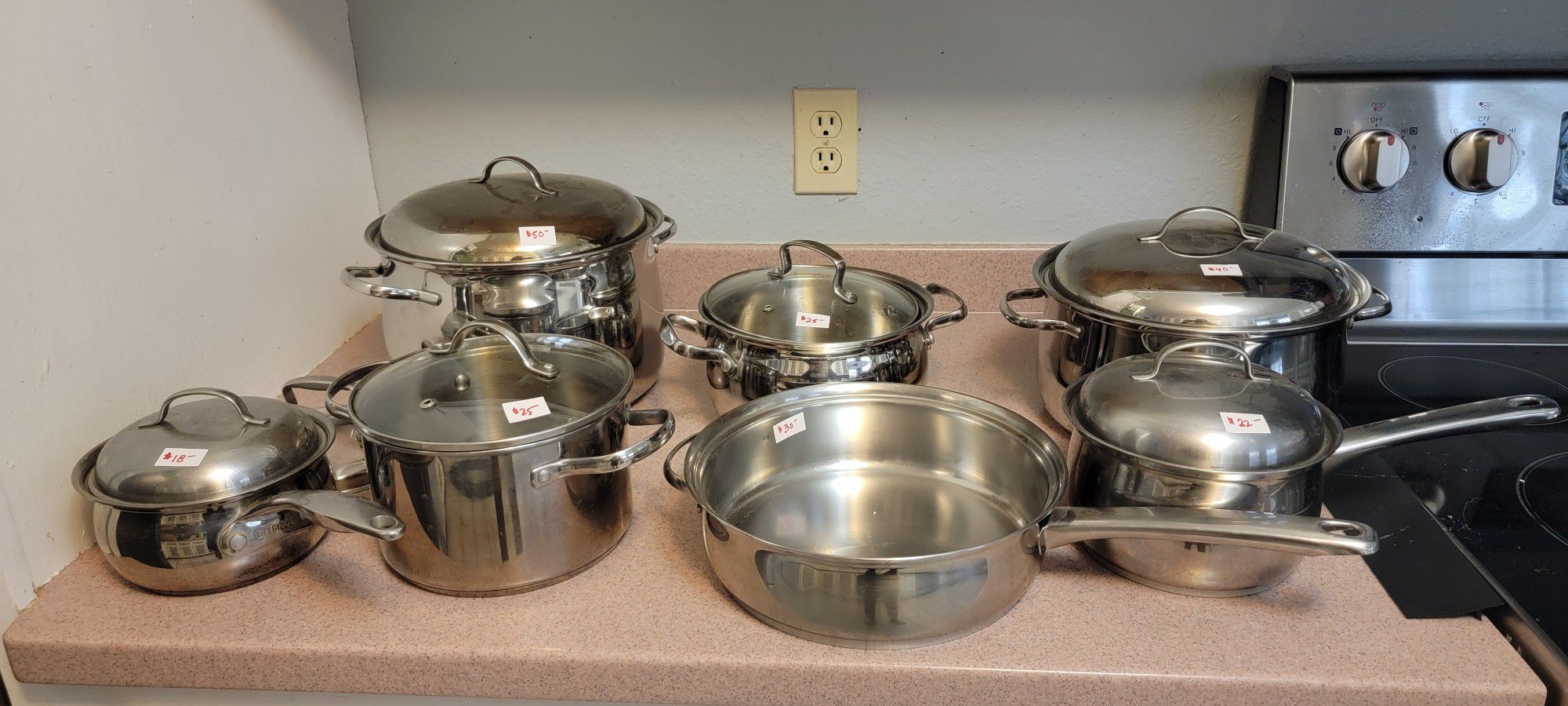 Vintage BELGIQUE 3 Stainless Steel Pans With Lids. See Description And  Pictures