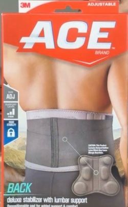3M ACE Brand Deluxe Back Stabilizer with Lumbar Support designed to help provide firm support and relief from lower back strain.