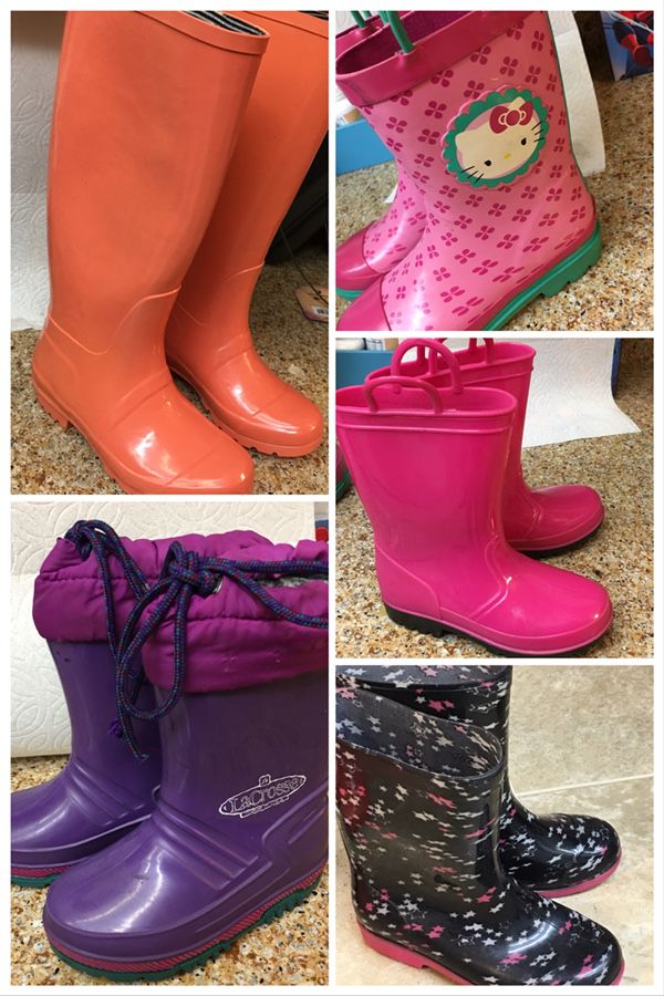 Rain boots and rain coats for girls boys and women