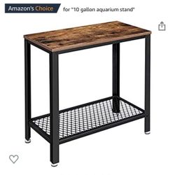 VASAGLE Industrial Side Table, 2-Tier Nightstand with Mesh Shelf, End Table for Small Spaces, Sturdy and Easy Assembly, Wood Look Accent Furniture wi