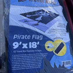 RV Patio Mat Awning Mat Outdoor Leisure Mat 9x18 Pirate Flag Complete Kit