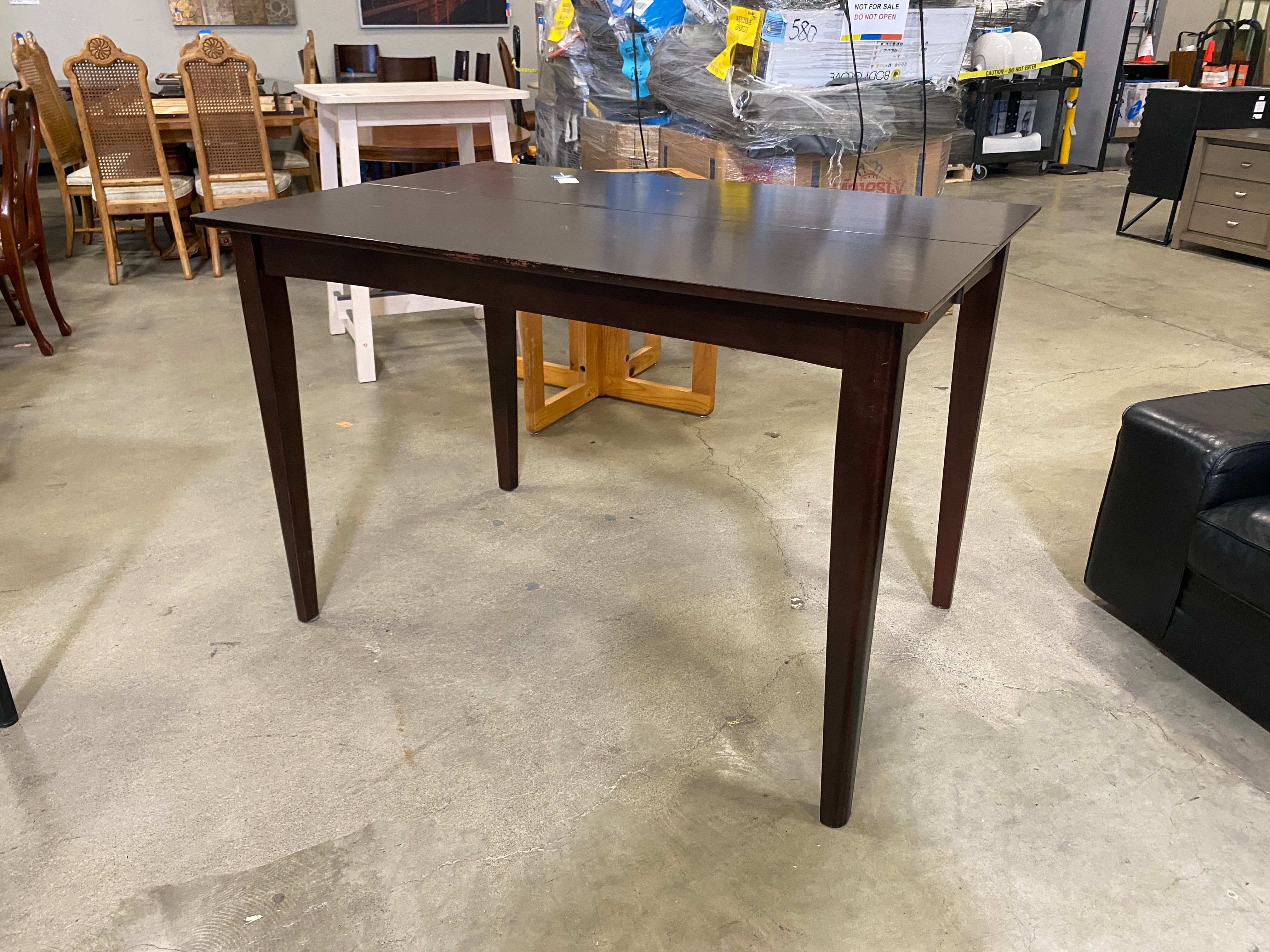 Dark Red Wood Rectangular Bar Height Dining Table