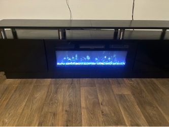 Modern Black Electric Fireplace TV Stand / Entertainment Console