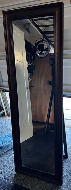 Full Length Floor Mirror Dark Wood Frame OBO