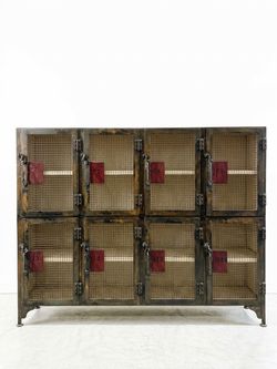 Antique industrial steel / distressed metal locker.