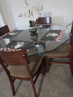 4  chair glass dining table set
