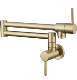 (Brand New in Box)  Brushed Gold Faucet for Wash Basin, TRJIKAG Wash Basin Faucets Multi-Function Swing-Arm Filler Folding Commercial Brass Wash Basin