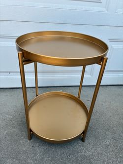 21.26” tall x 17.13 diameter Gold Round Folding End Table