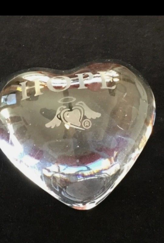 Crystal Glass "Hope" Paper Weight 4 In