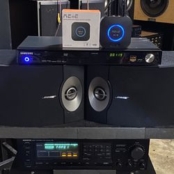 ONKYO STREAMING STEREO MUSIC SYSTEM WITH BLUETOOTH/SAMSUNG CD 💿 PLR/BOSE 201V BOOKSHELF SPEAKERS/PHONO INPUT 🔊.
