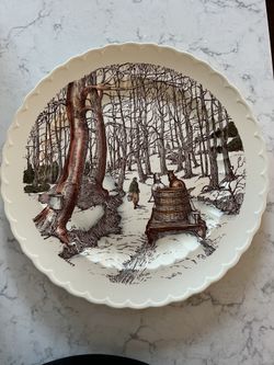 Vernon Kilns Bits of Old New England 14-Inch Chop Plate Tapping for Sugar