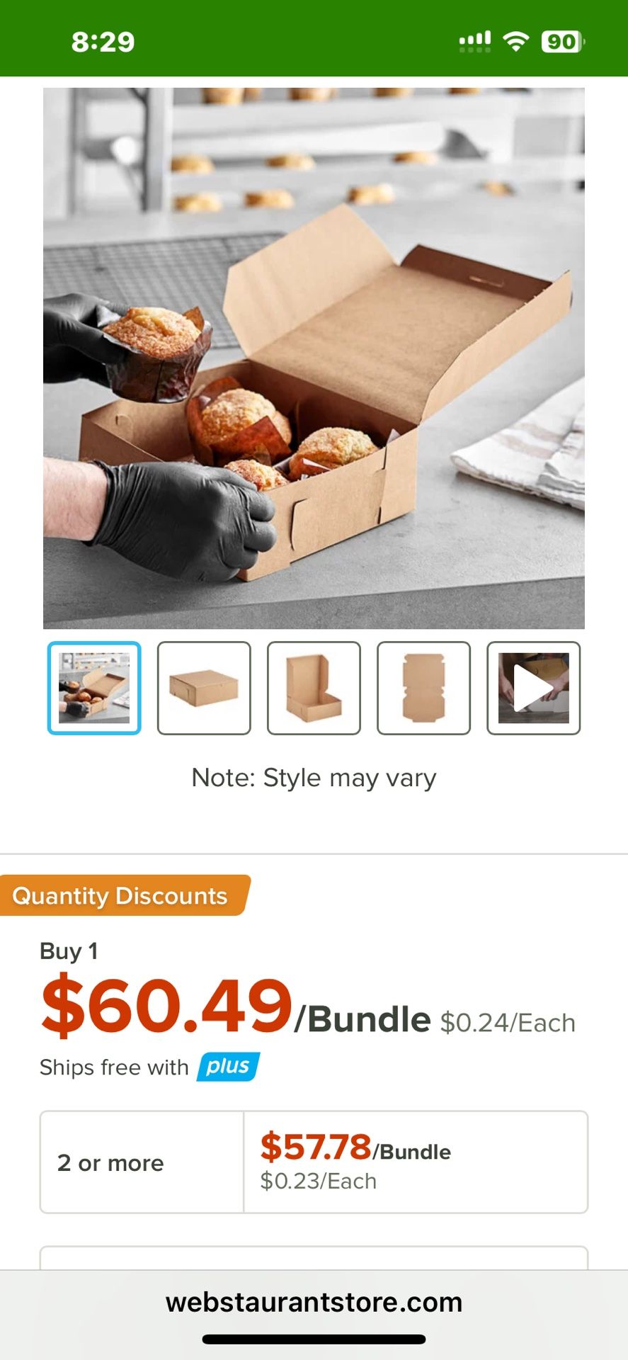 2 Cases Bakery Boxes 250 Count Each 8 x 8x 3
