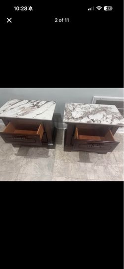 Wood and marble to nightstand
