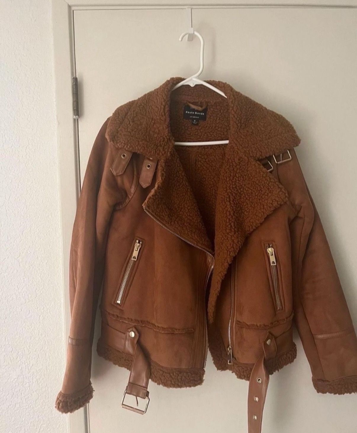 sherpa lined suede jacket