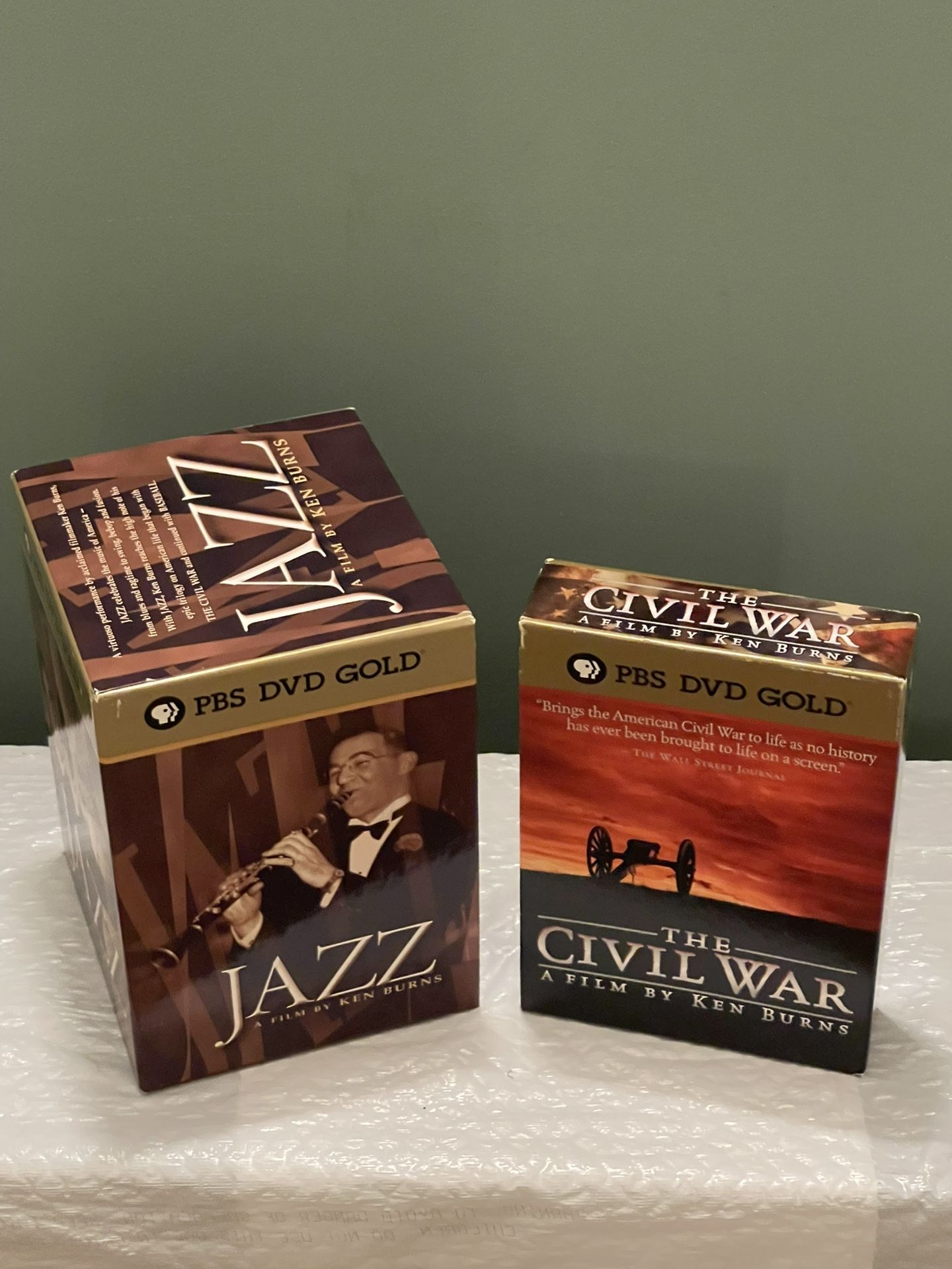 Two (2) KEN BURNS BBC DVD GOLD SERIES - The CIVIL WAR & JAZZ - posted price is firm.