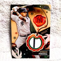 2024 Everson Pereira Topps Holiday Game Used Relic Yankees Baseball Card 