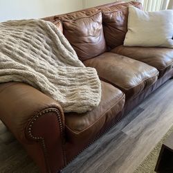 Brown leather couch