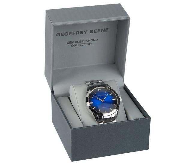 Geoffrey Beene Men's Silver and Blue Watch