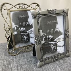 5x7 Pewter Gold Brass-Toned Metal Picture Frames
