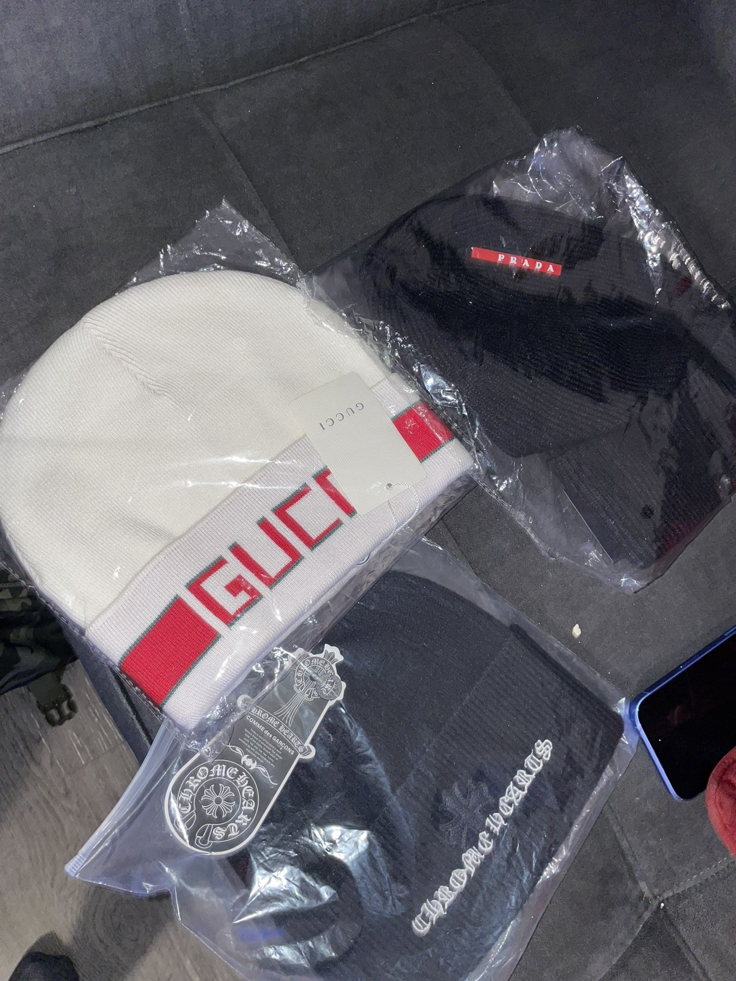 Designer Beanies (Chrome Hearts, Prada, Gucci)