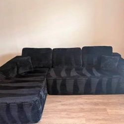 Black boneless corduroy sectional