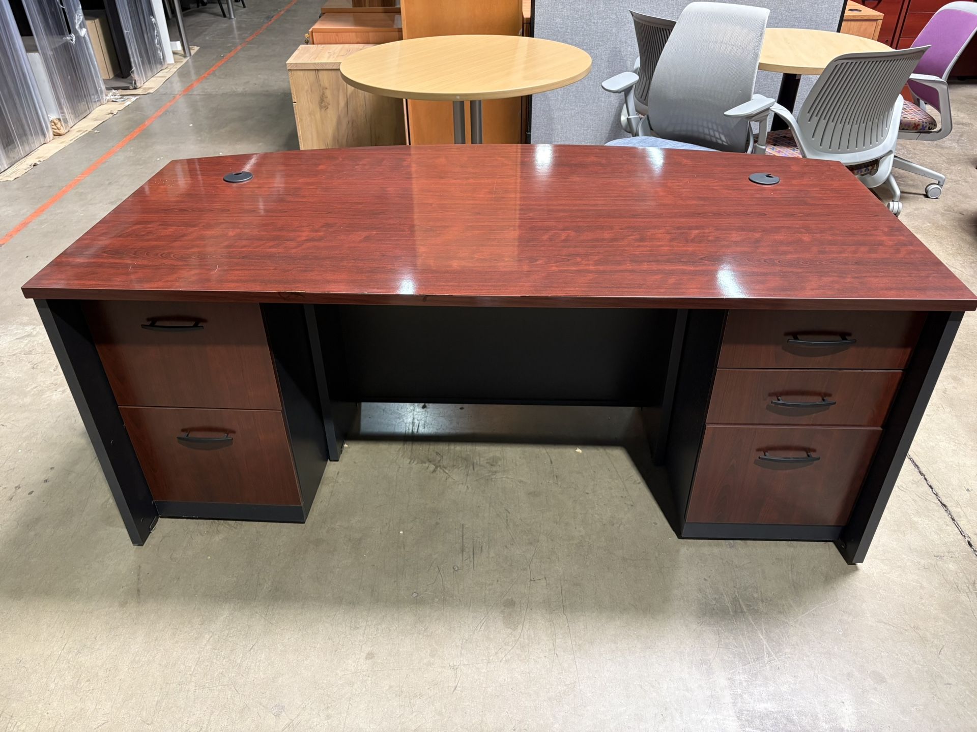 Desk Bow Front With Double Pedestals And Chair