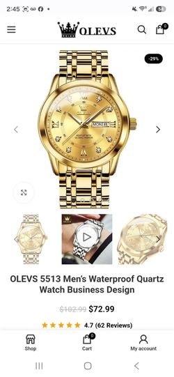 Olevs 5513 gold plated men's watch