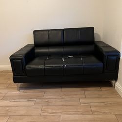 Couch - Black Faux Leather 