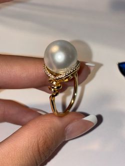 14k gold plated pearl ring size 9