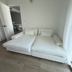 87" Upholstered Square Arm Deep Seating Sleeper Sofa Bed  - Like New