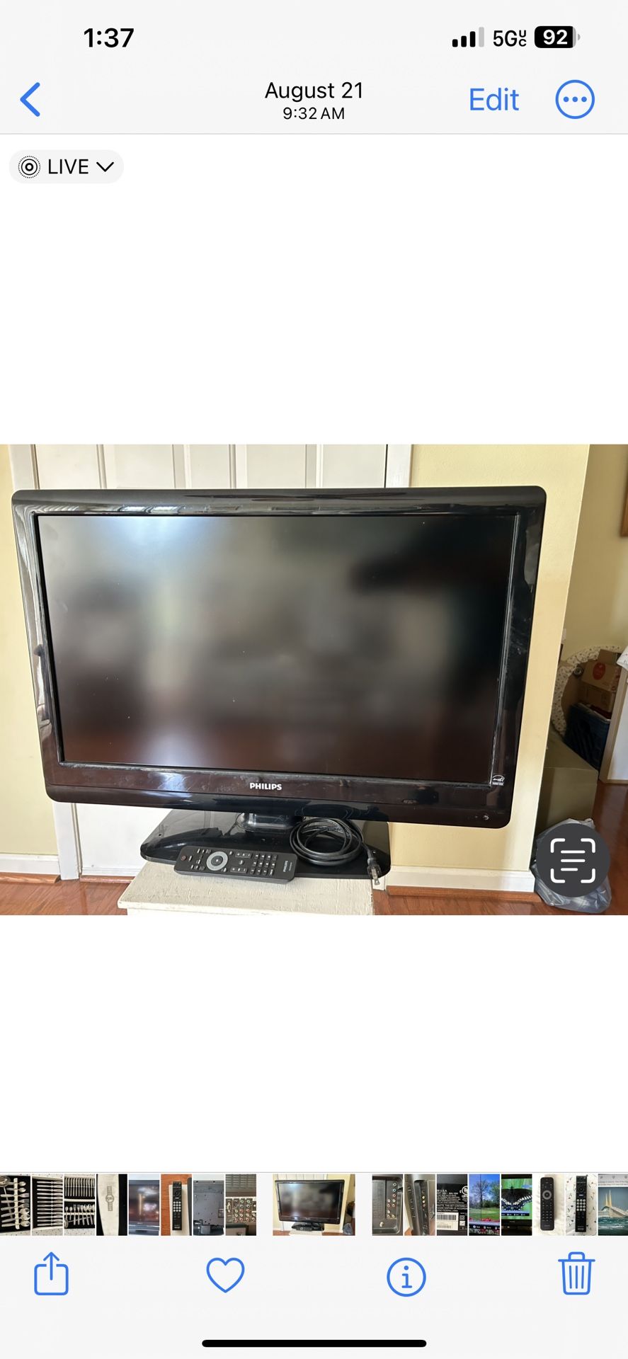PHILIPS Flat Screen 32”TV.with Remote  Control 
