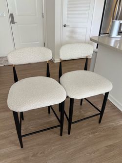 Velora 25.8" H Upholstered Counter Stool with Metal Frame (Set of 2)