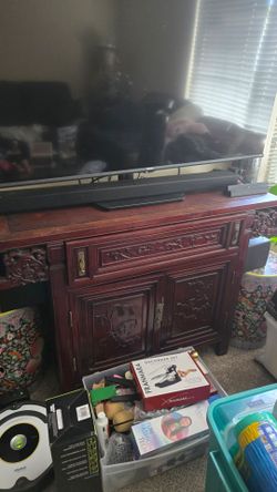 Antique Chinese Carved Rosewood Cabinet Altar Table