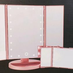 Impressions Touch and Go Trifold Makeup Mirror Bundle with Brighter Dimmer LED