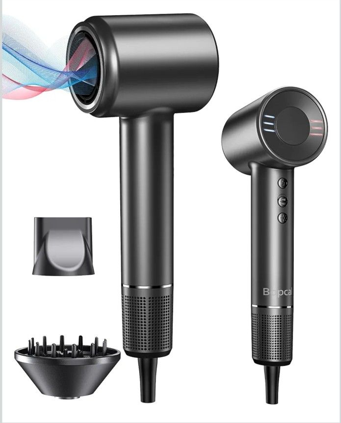 Hair Dryer - 150,000RPM High-Speed Ionic Hair Dryer for 1-5 Mins Fast-Drying, 500M Negative Ions Reducing 70% Frizz, Low Noise Blow Dryer with Magneti