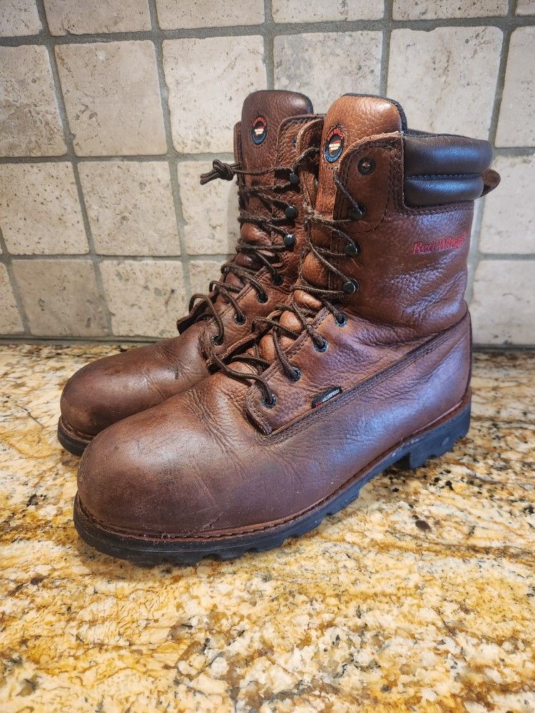 Red Wing Boots Mens 12 Burgundy Brown Leather 9" Electrical 1202 EH