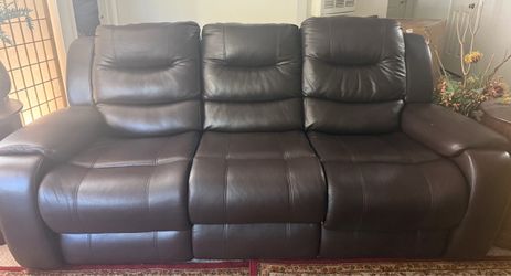 Dark Brown Leather Recliner Sofa