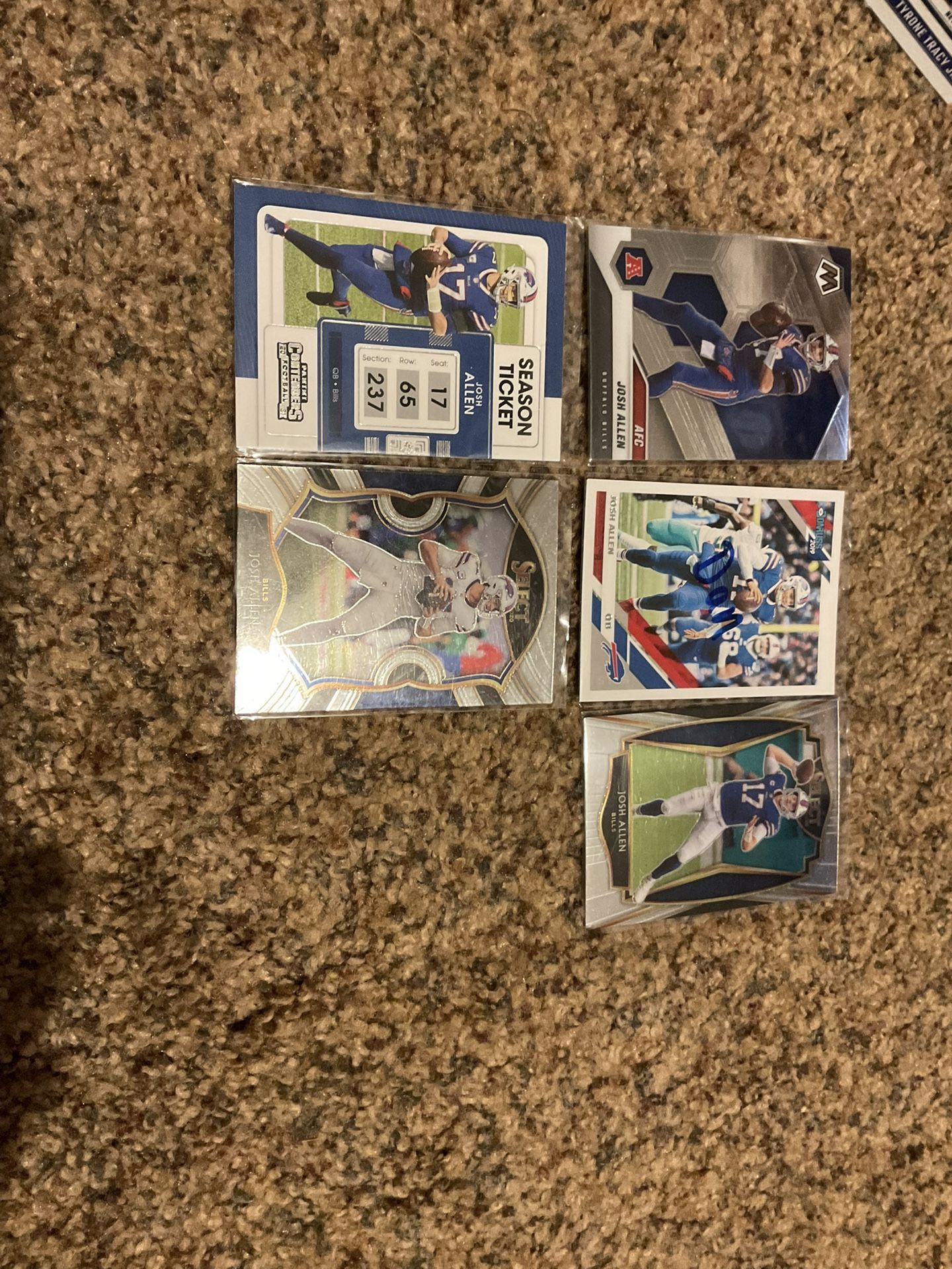 5 Josh Allen Football Cards Buffalo Bills Superstar MVP