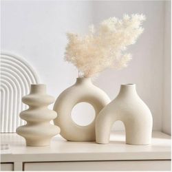 Set of 3 vases boho style