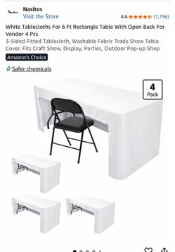White Fitted Tablecloths 6 Ft – 4 Pack