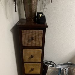 Wood 4 Drawers  with  Rattan Design 
