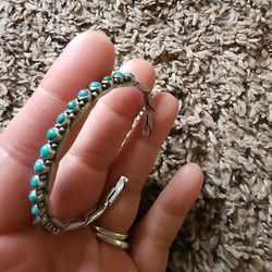 Small Silver N Turquoise  Bracelet