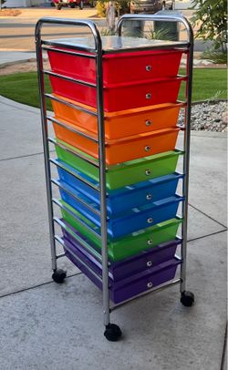 10-Drawer Rolling Storage Cart – Colorful Organizer with Wheels – Great Condition