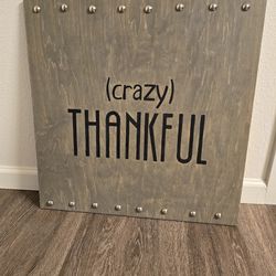 2ft Square Wooden Sign Plaque Wall Art Home Decorations Thankful 