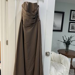 Bronze Floor Length Bridesmaids Dress Size 10