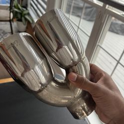 Upower Dual Exhaust Tip – 2.5” Inlet / 3.5” Outlets – Stainless Steel