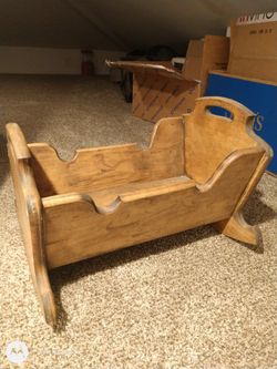 Antique Wooden Baby Cradle 