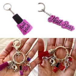 4 Brand New Nail Artist Technician Keychains 